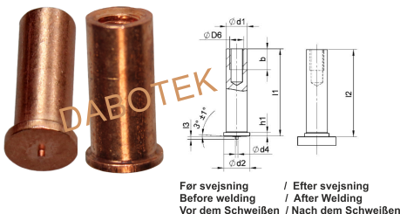 IT Tapped Stud M6-Ø8x10 Material Mild Steel 4.8 acc. EN ISO 13918