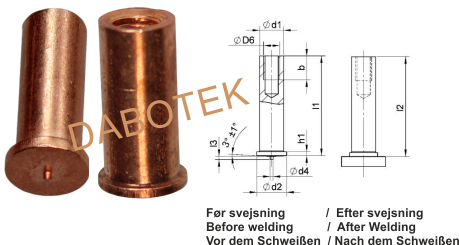 IT Tapped Stud M6-Ø8x20 Material Mild Steel 4.8 acc. EN ISO 13918