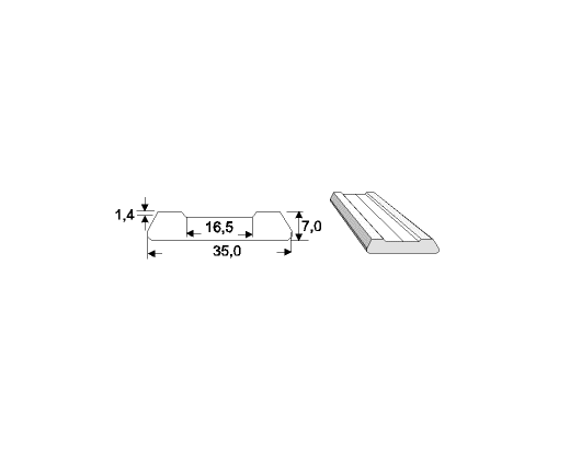 Keramisk Backing løse 100X35 Flad fuge 1,4 - Inventarum