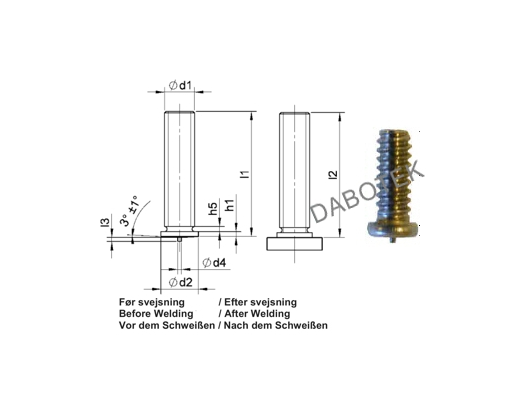 PT Threaded Stud M6x6 Matr. SS304; DIN 13918