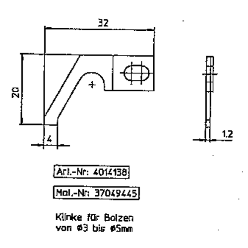 Klinke für Bolzen Ø3 bis Ø5
