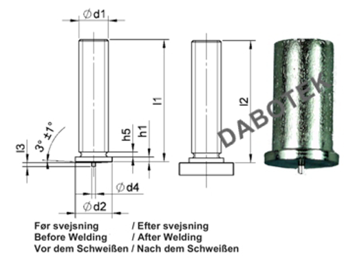 UT Unthreaded Stud Ø7,1x35 Matr. SS316